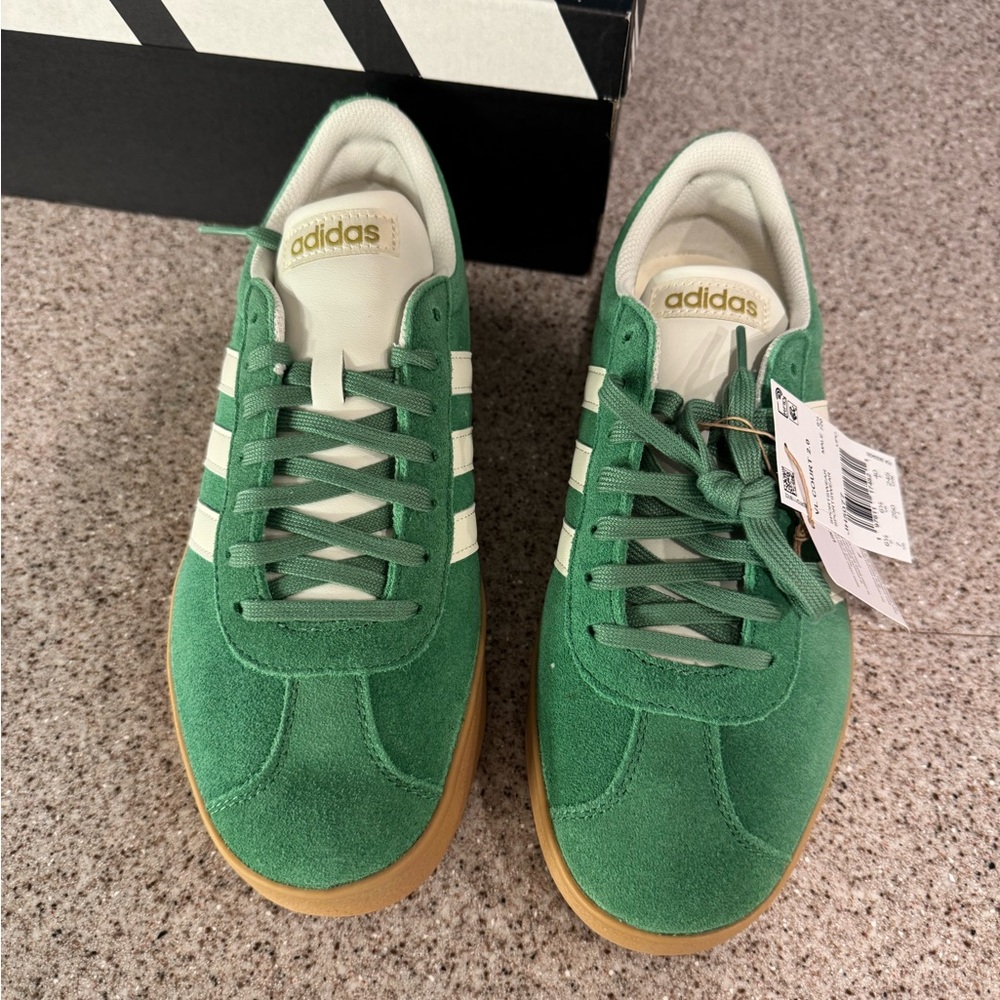 Adidas Green and White Gazelle Sneakers